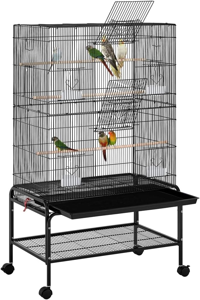 Jaula grande Yaheetech para pájaros 79x49x134cm con 3 perchas